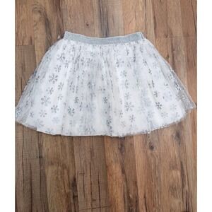 btween Girls Silver Snowflake Tulle Skirt Size 10 Holiday Winter Glitter